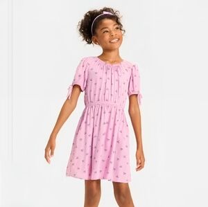 Cat & Jack - Girls' Woven Lavender Dress with Bow Accents